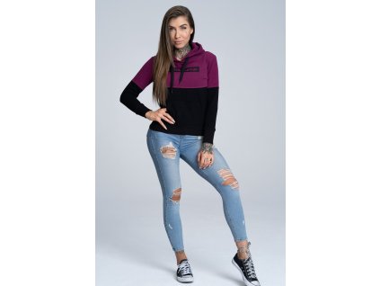 Gym Glamour Mikina 50/50 Berry&Black M + textilní rouška ke každé objednávce zdarma