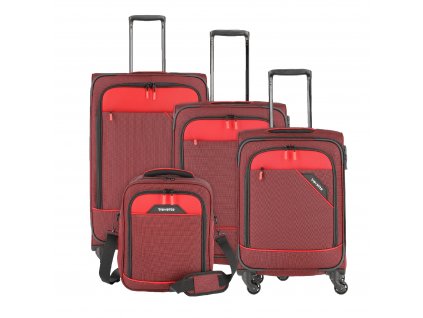 Travelite Derby 4w S,M,L Red – sada 3 kufrů + Board Bag