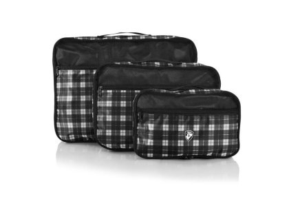 Heys Exotic Packing Cube Set Black/white plaid – sada 3 ks
