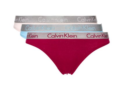 Calvin Klein 3Pack Tanga Červená, Tyrkysová a Pudrová L