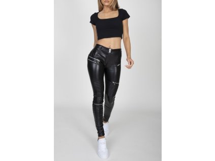 Hugz Black Faux Leather Biker Mid Waist M + textilní rouška ke každé objednávce zdarma