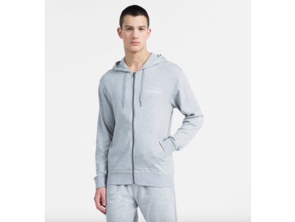 Calvin Klein Mikina CK Na Zip Pánská Šedá + textilní rouška ke každé objednávce zdarma