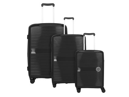 Travelite Ceris S,M,L Black – sada 3 kufrů + textilní rouška ke každé objednávce zdarma