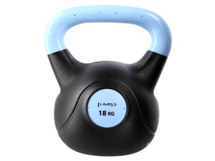 Plastový kettlebell HMS KPC 18 kg sv. modrý + textilní rouška ke každé objednávce zdarma
