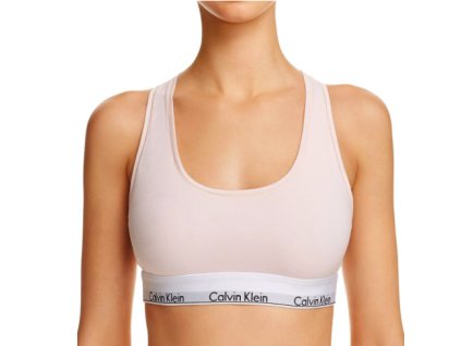 Calvin Klein Podprsenka Bralette Unlined Světle Růžová M + textilní rouška ke každé objednávce zdarma