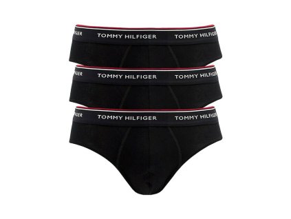 Tommy Hilfiger 3Pack Slipy Premium Černé + textilní rouška ke každé objednávce zdarma