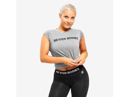 Better Bodies Tričko Astoria Tee Grey Melange S + textilní rouška ke každé objednávce zdarma
