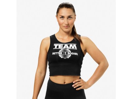 Better Bodies Crop-top Team BB Black S + textilní rouška ke každé objednávce zdarma
