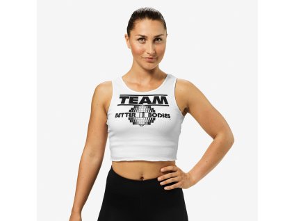 Better Bodies Crop-top Team BB White M + textilní rouška ke každé objednávce zdarma