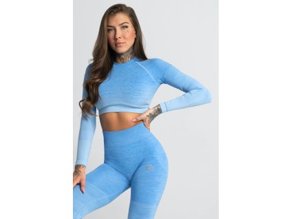 Gym Glamour Crop-Top Blue Ombre + textilní rouška ke každé objednávce zdarma