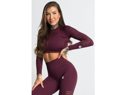 Gym Glamour Crop-Top Dark Berry + textilní rouška ke každé objednávce zdarma