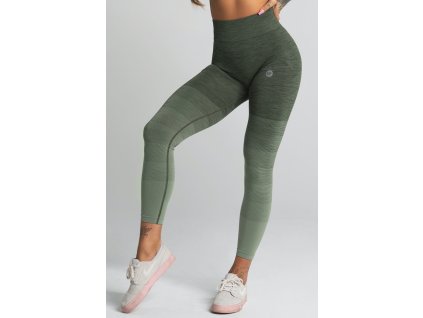 Gym Glamour Legíny Bezešvé Khaki Ombre + textilní rouška ke každé objednávce zdarma