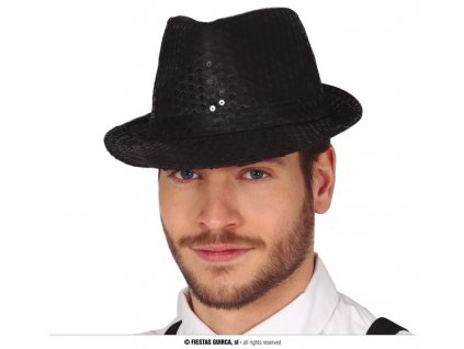 Flitrový klobouk černý