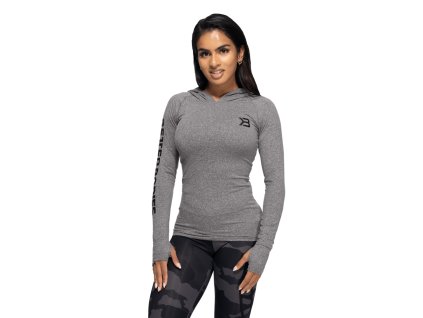 Better Bodies Tričko Performance Long Sleeve Hood Graphite Melange M