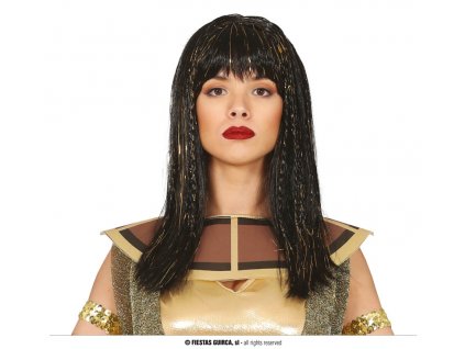 Kleopatra černovlasá paruka s flitrovými vlasy
