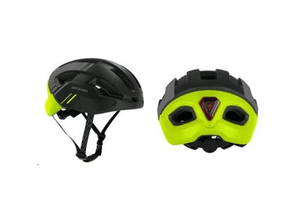 Spokey POINTER SPEED Cyklistická přilba pro dospělé s LED červenou blikačkou, 58-61 cm, černo-zelená