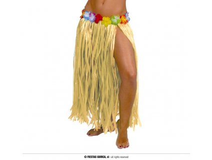 Havajská sukně s květy přírodní dlouhá