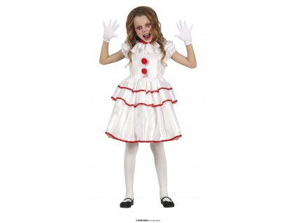 Bílý klaun dívka dětský kostým CIRCUS