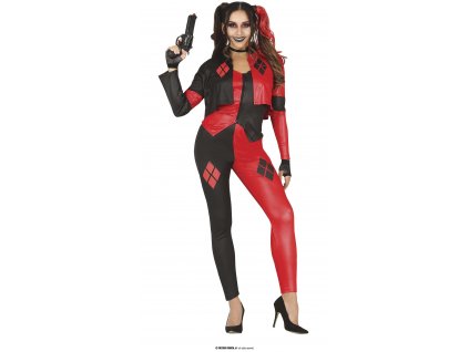 Červenočerný dámský kostým rebelky Harley Quinn