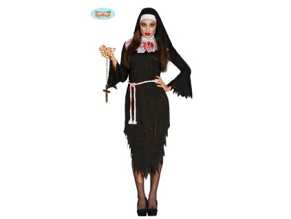 RELIGIEUSE ZOMBIE TAILLE - jeptiška kostým  dámský strašidelný karnevalový kostým vhodný nejen na Halloween