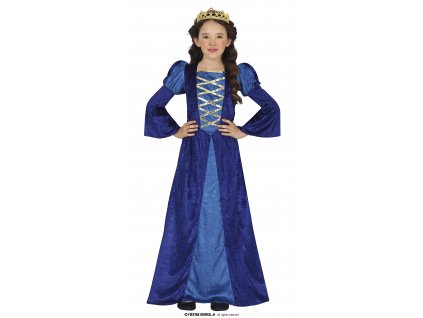 Středověká dáma modrá dětský kostým