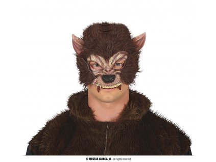 Poloviční maska vlka s vlasy