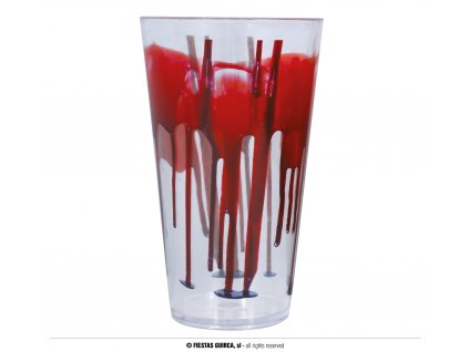Průhledná sklenice s motivem krve 15 cm