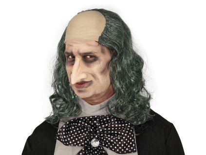 Plešatá paruka s dlouhými šedými vlasy