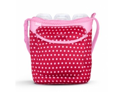 Built Three Baby Bottle Tote Baby Pink Mini Dots Neoprénová taška na tři dětské lahve