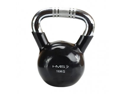 KTC 16 KG ČERNÝ KETTLEBELL S CHROMOVANÝM ÚCHOPEM HMS