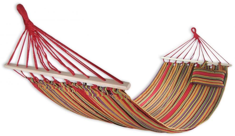 Houpací bavlněná síť Sedco 200x80cm s výztuhou a polštářkem varianta: duhová