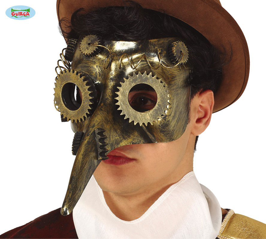 Guirca Fiestas Španělsko Maska - s nosem STEAMPUNK