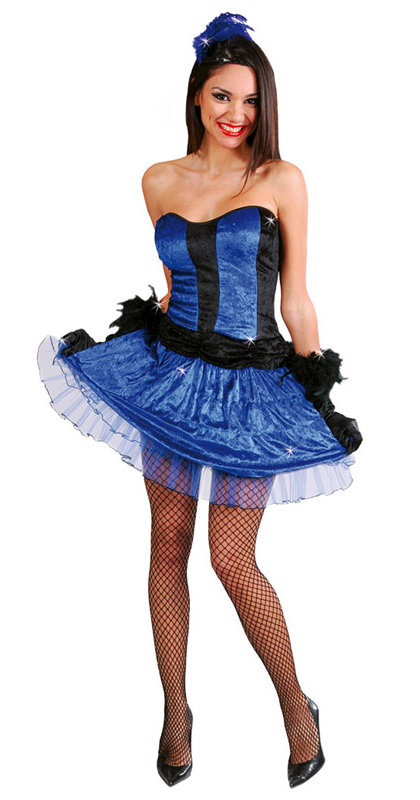 Guirca Fiestas Španělsko CAN CAN - šaty modré D varianta: L 42/44