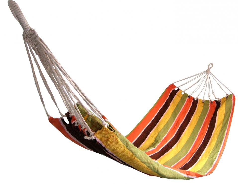 Houpací síť SEDCO bez výztuhy 200*80 cm varianta: Červeno-žluto-zeleno-hnědá