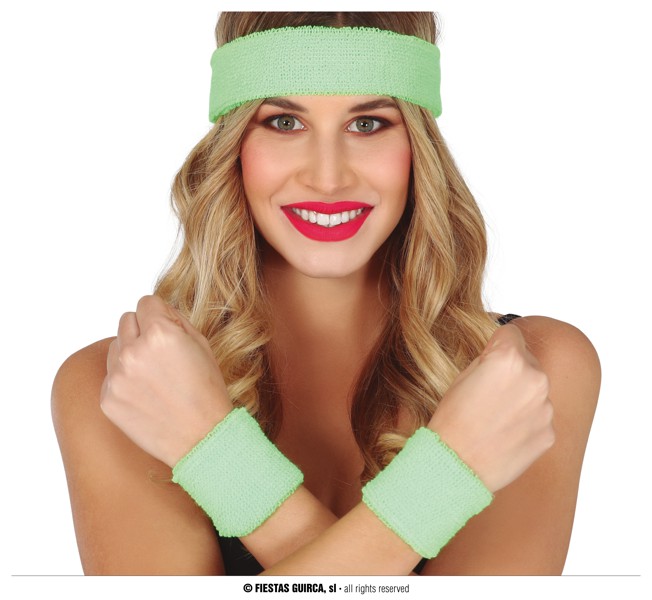 Guirca Fiestas Španělsko Čelenka s pásky na zápěstí - zelené