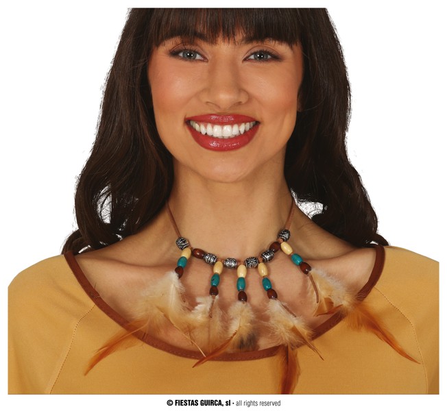 Guirca Indiánský náhrdelník s peřím