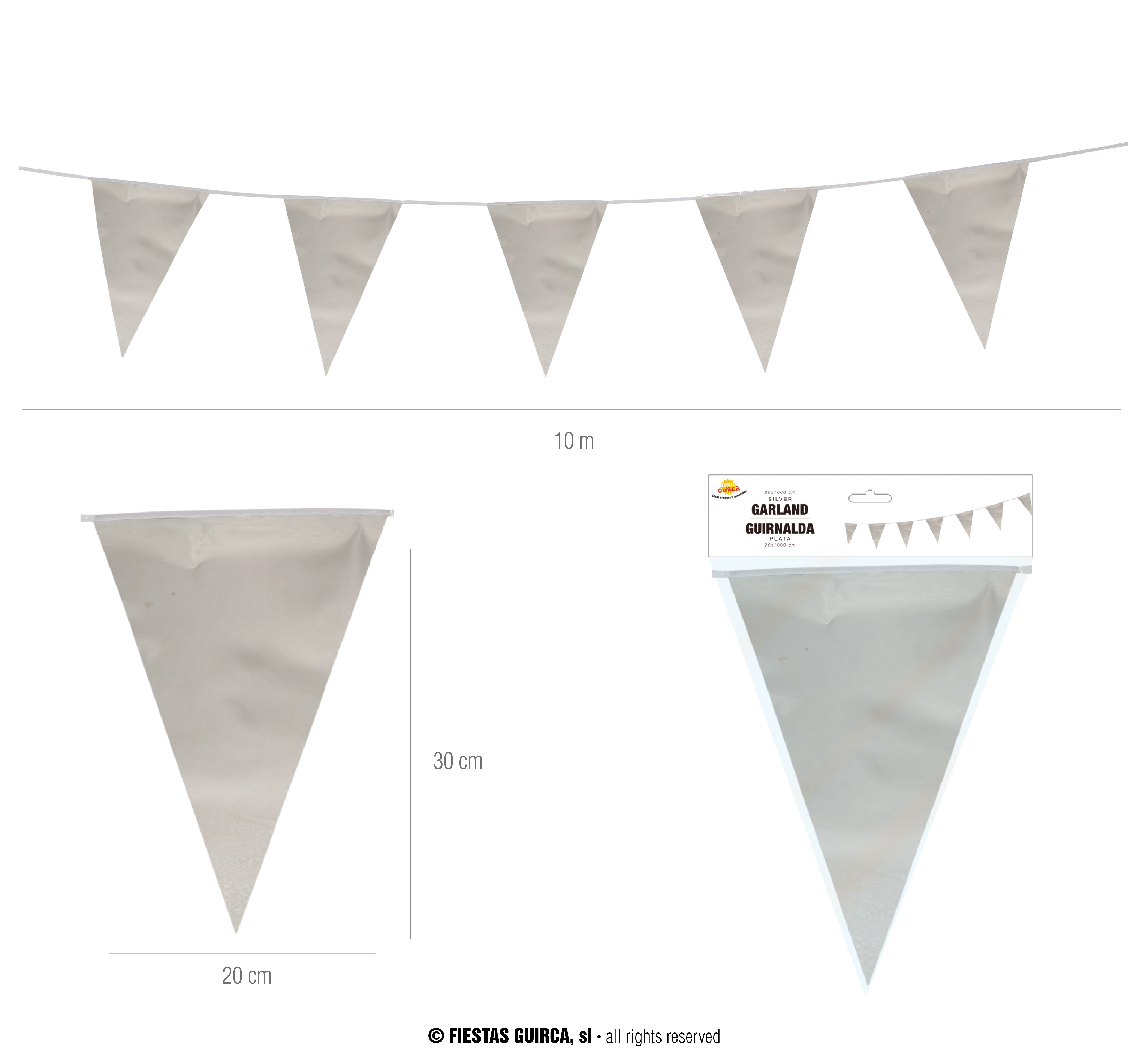 Guirca Fiestas Španělsko Girlanda stříbrná - praporky