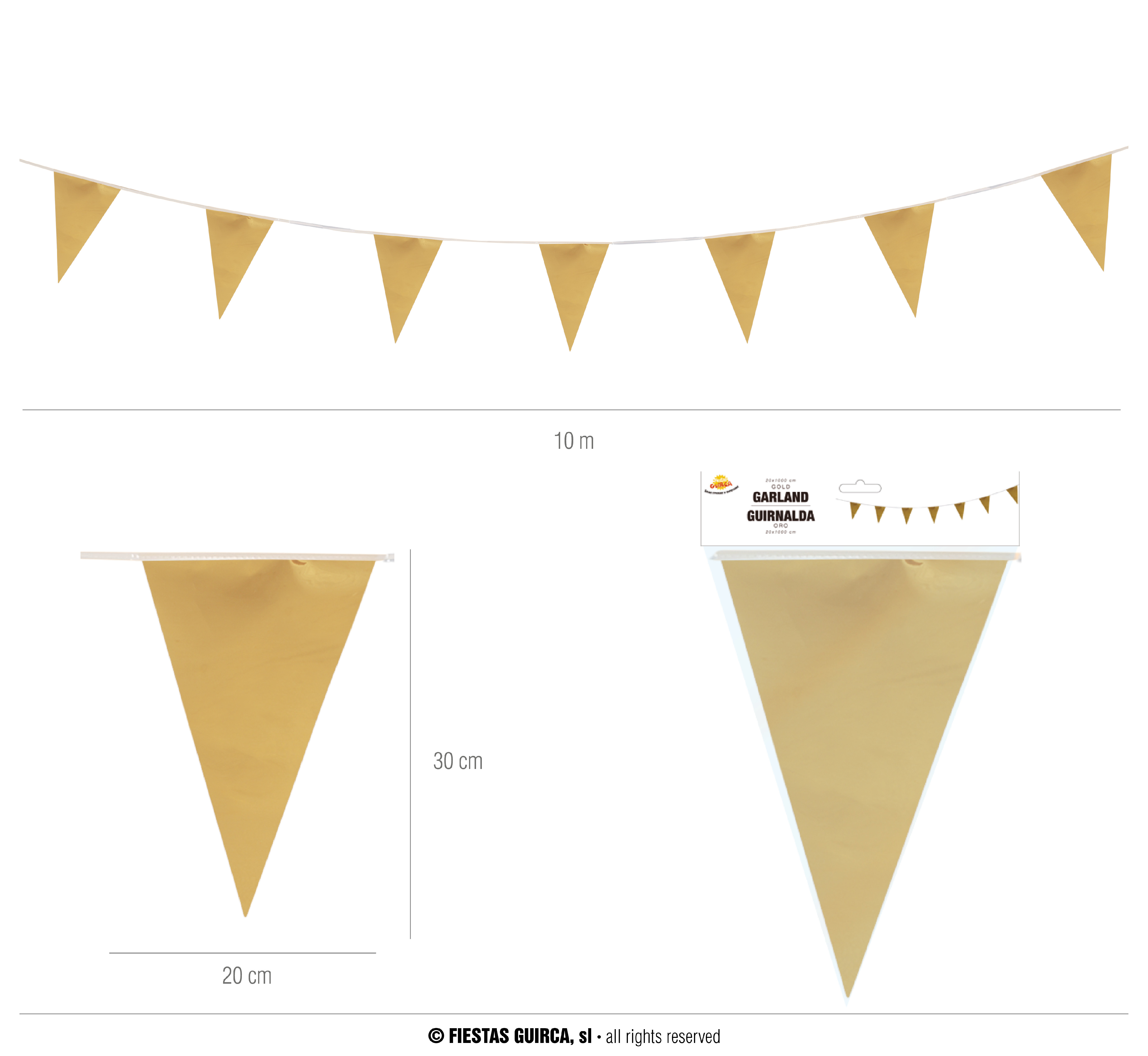 Guirca Fiestas Španělsko Girlanda zlatá - praporky