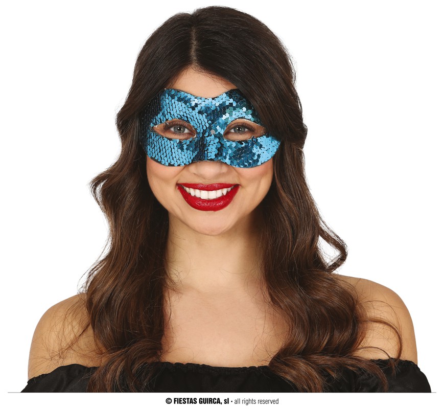 Guirca Fiestas Španělsko Modrá flitrová maska