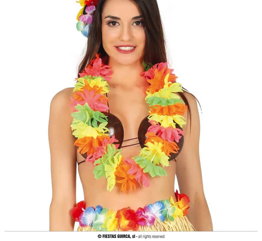 Guirca Fiestas Španělsko Pestrobarevný fluo havajský věnec