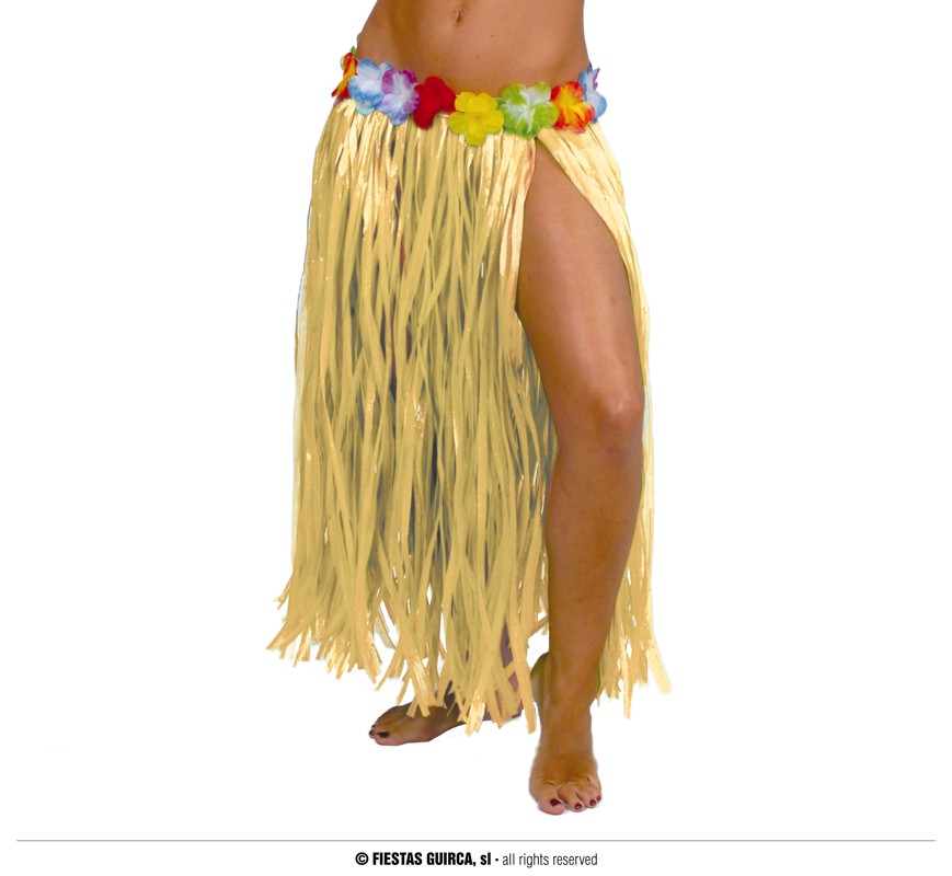 Guirca Fiestas Španělsko Havajská sukně s květy přírodní dlouhá