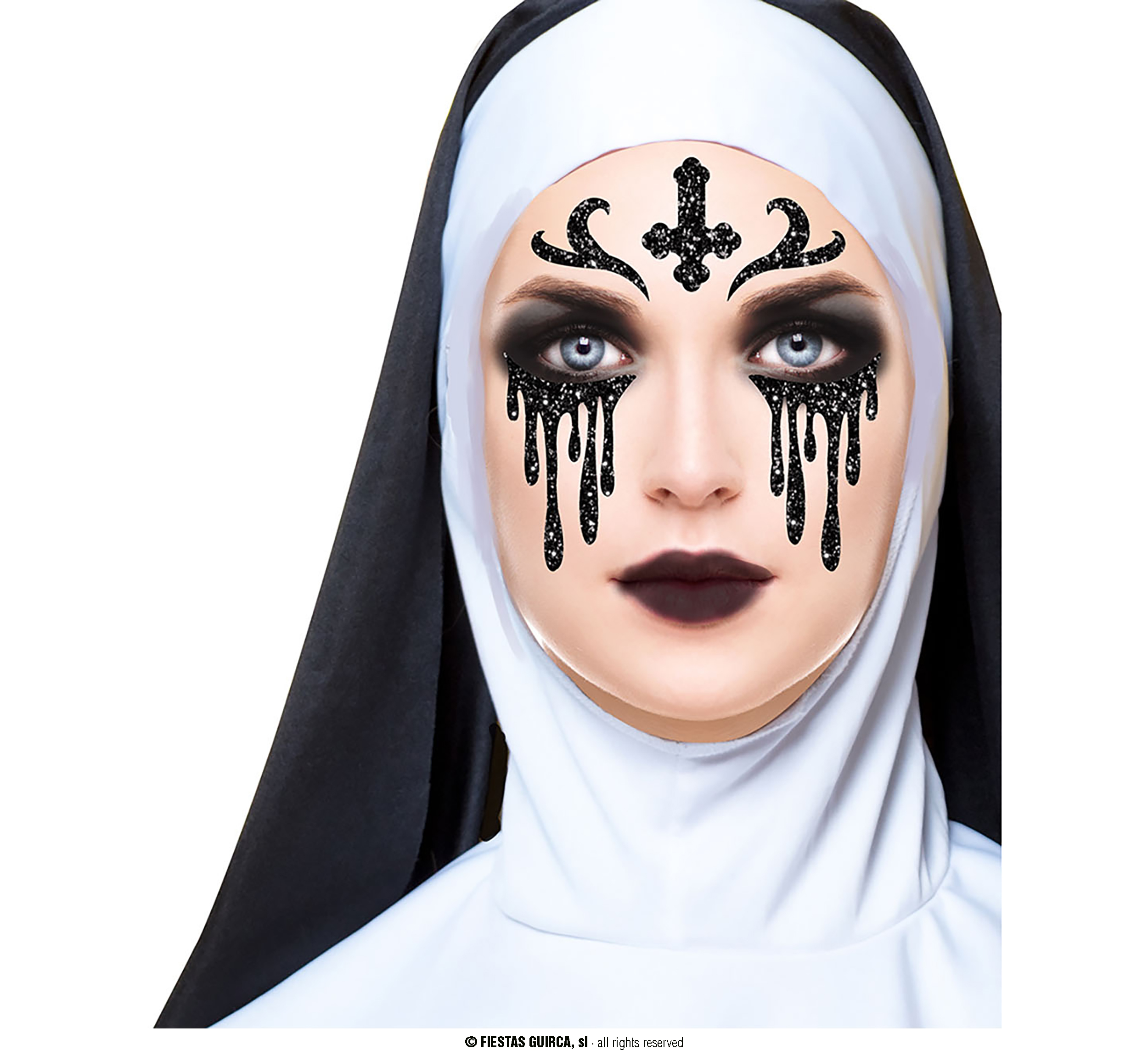 Guirca Fiestas Španělsko Flitrová maska jeptiška