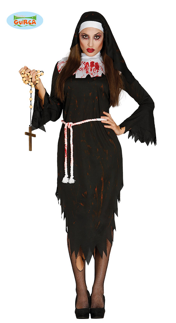 Guirca Fiestas Španělsko RELIGIEUSE ZOMBIE TAILLE - jeptiška kostým varianta: L 42/44