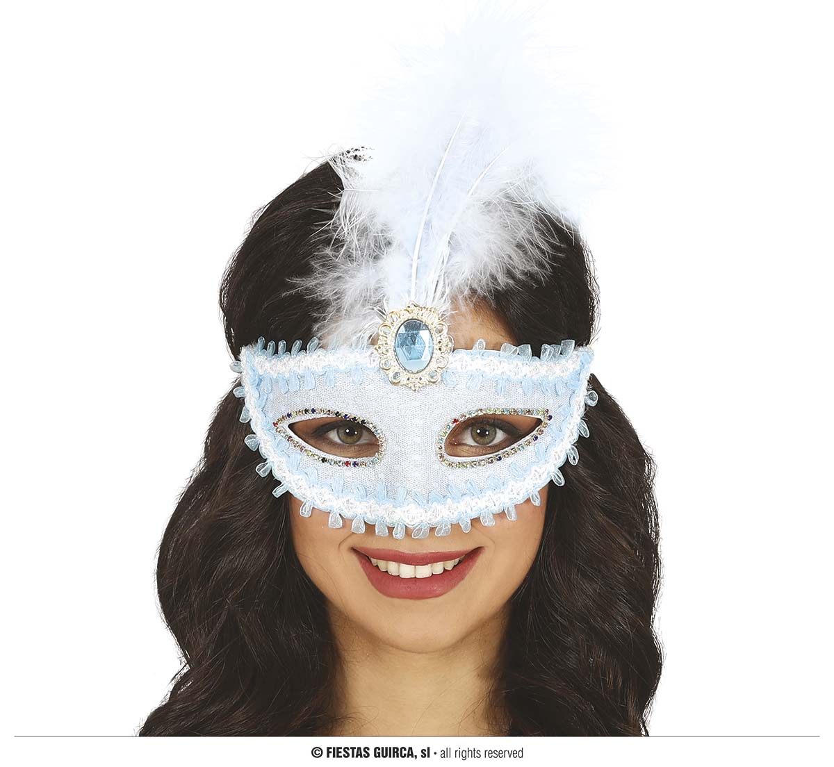 Guirca Modrá škraboška s peřím