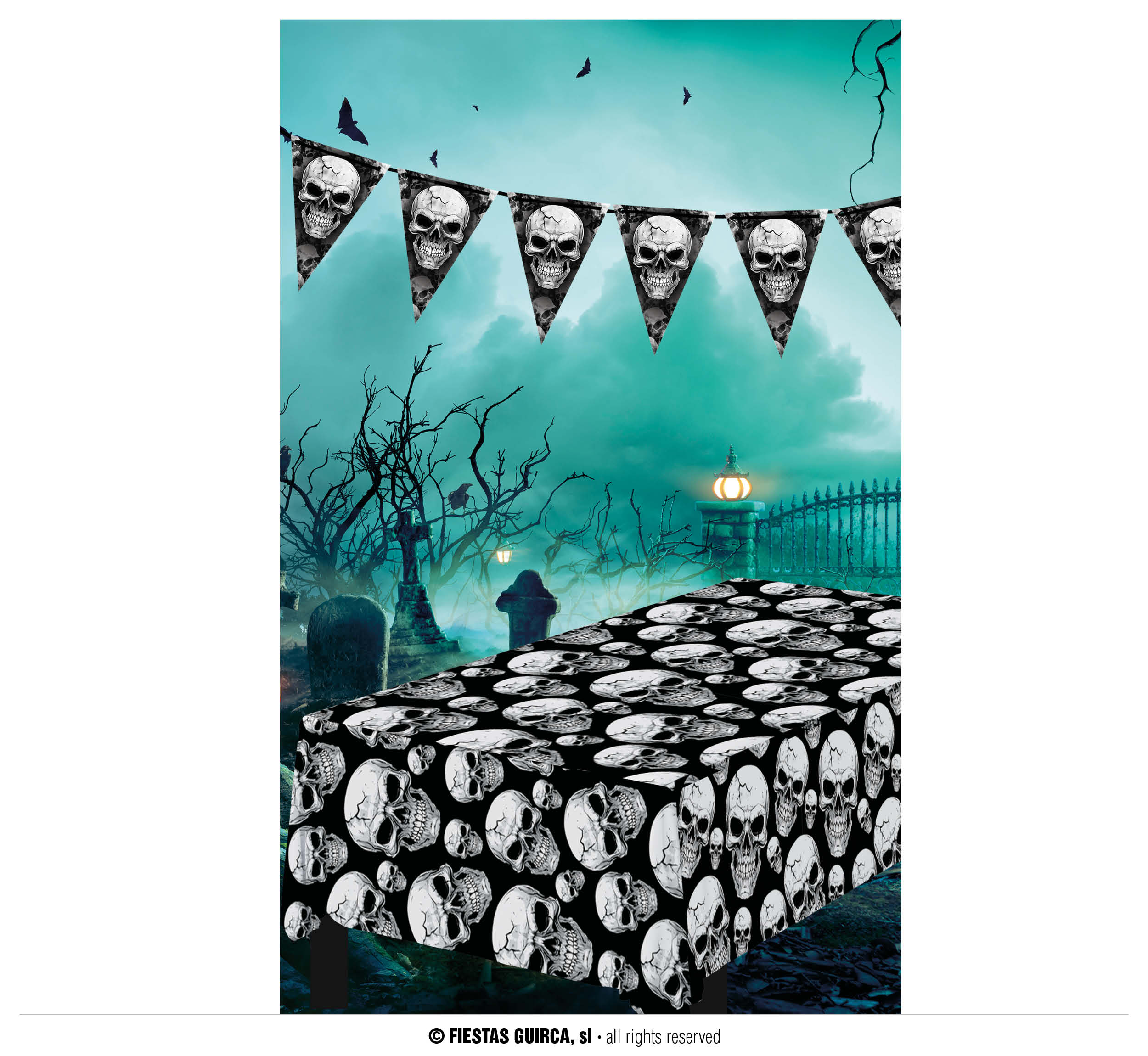 Guirca Fiestas Španělsko Ubrus s motivem lebek