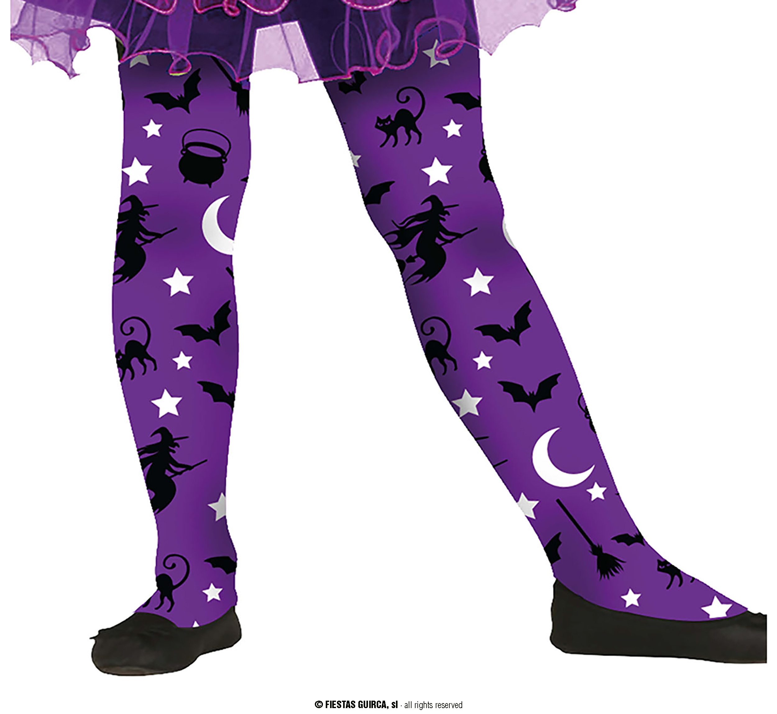 Guirca Fiestas Španělsko Dětské punčocháče čarodějnické fialové 3 - 6 roků
