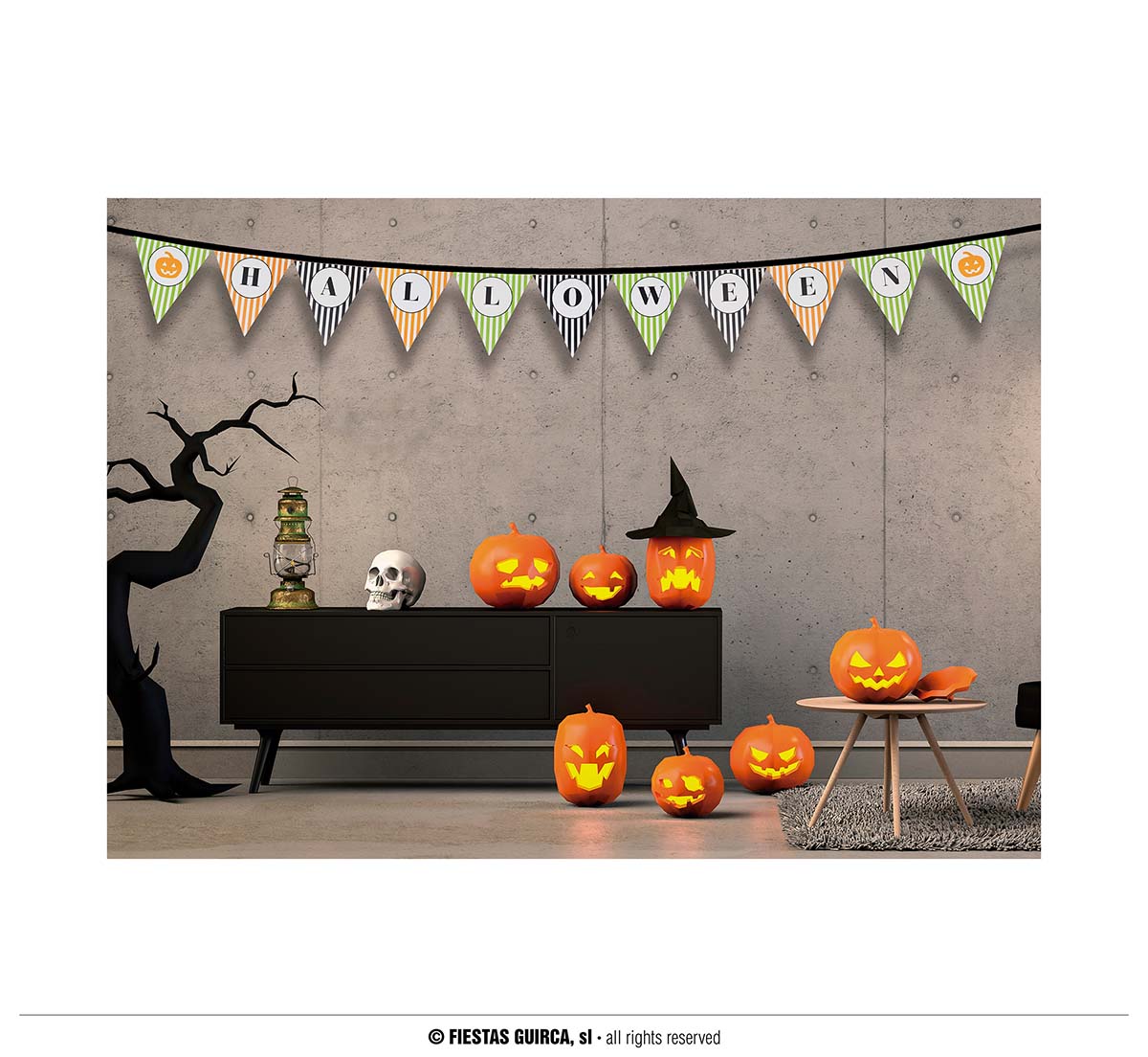 Guirca Vlajky s nápisem "Halloween" 300 cm, 20x20 cm