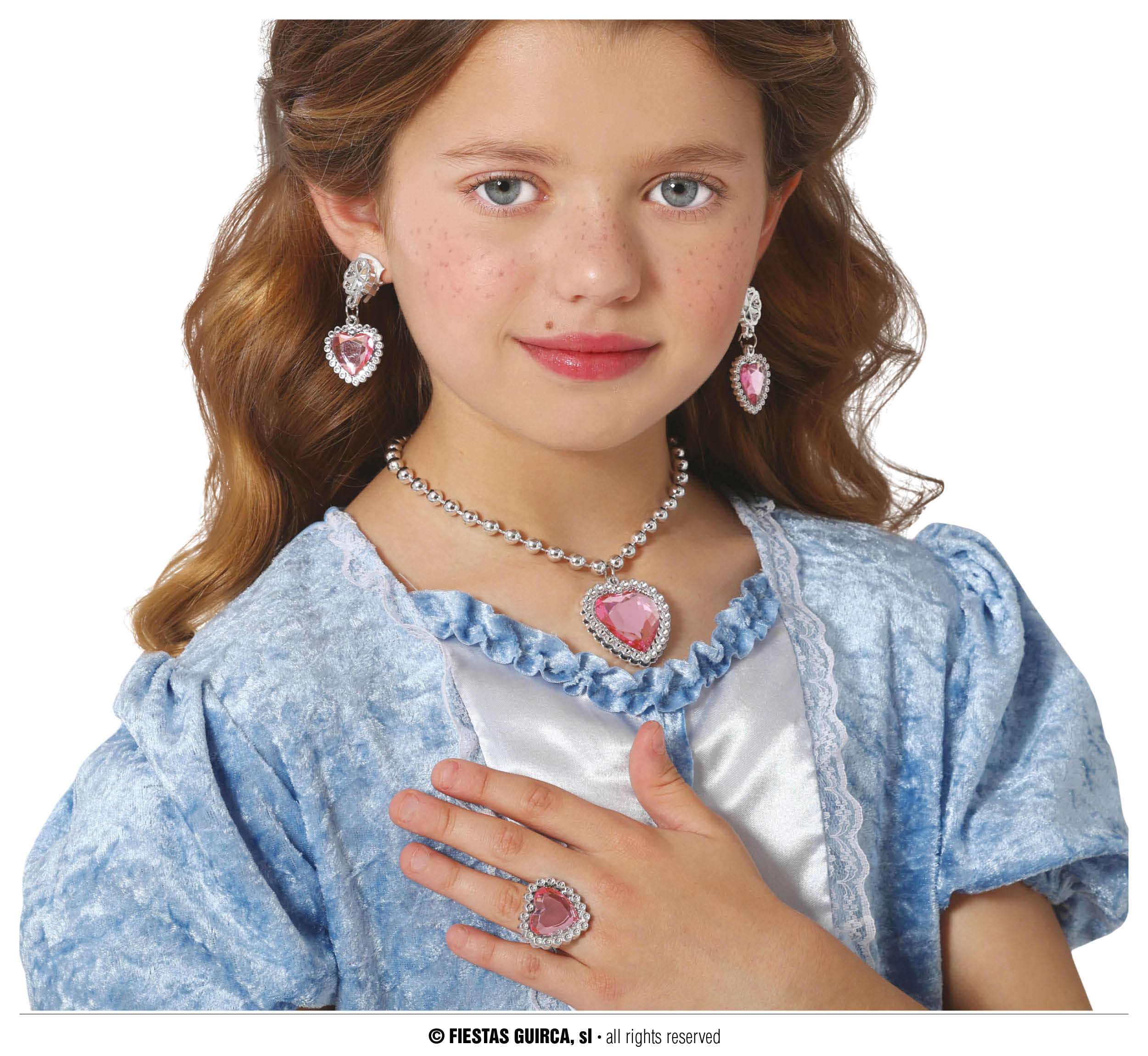 Guirca Růžový set tvar srdce - náhrdelník, prsten, náušnice