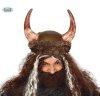 Helma viking s kožešinou a rohy