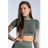 Gym glamour Crop-Top s krátkým rukávem Khaki Ombre S